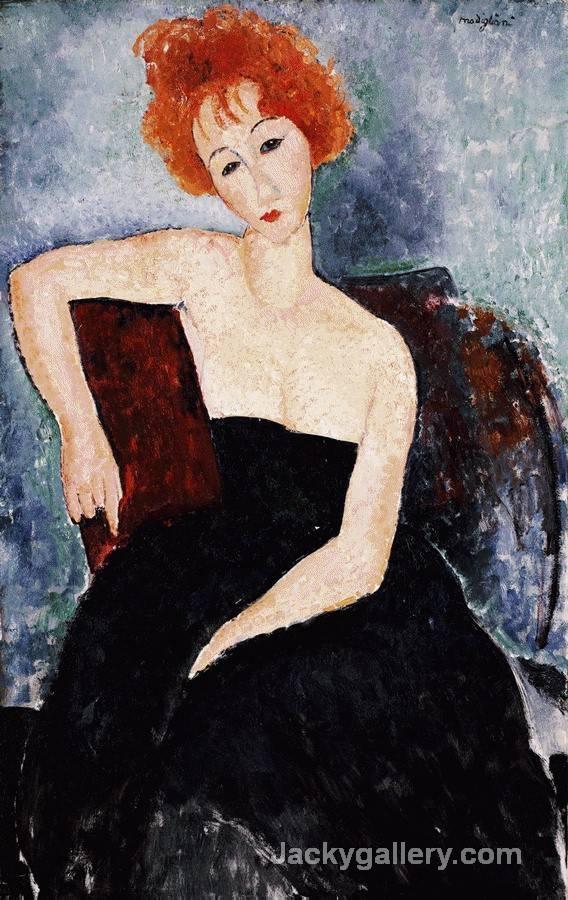 Young Redhead in an Evening Dress by Amedeo Modigliani paintings reproduction